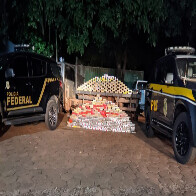 Dupla &eacute; detida com 402 kg de coca&iacute;na ap&oacute;s colidir caminh&atilde;o em guincho da Pol&iacute;cia Federal em Corumb&aacute;