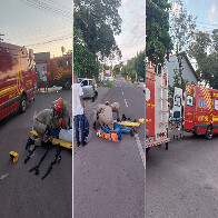 Corpo de Bombeiros atendem dois ciclistas v&iacute;timas de acidente de tr&acirc;nsito em Corumb&aacute;