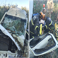 Condutor fica ferido ap&oacute;s ve&iacute;culo sair da pista e descer ribanceira na BR 262