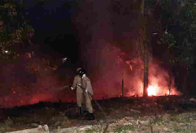 Inc&ecirc;ndio em vegeta&ccedil;&atilde;o na &aacute;rea urbana mobilizou bombeiros em Corumb&aacute;