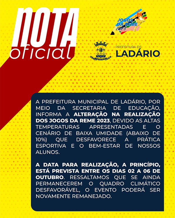 Jogos da Reme: devido &agrave;s altas temperaturas calend&aacute;rio sofre altera&ccedil;&atilde;o