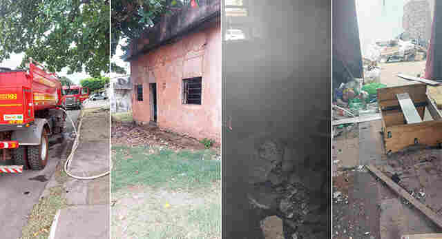 Bombeiros s&atilde;o acionados para conter inc&ecirc;ndio em resid&ecirc;ncia abandonada na Rua Silva Jardim