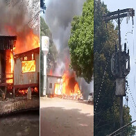V&Iacute;DEO: Curto-circuito em transformador causa inc&ecirc;ndio em  edifica&ccedil;&atilde;o em Parque Hotel no Passo do Lontra