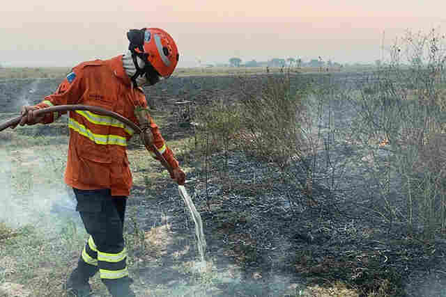 Bombeiros de MS fazem for&ccedil;a-tarefa para controlar inc&ecirc;ndios no Pantanal