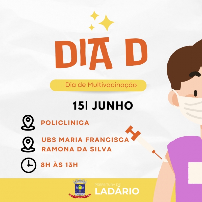 Campanha de multivacina&ccedil;&atilde;o acontece neste s&aacute;bado, 15 de junho em Lad&aacute;rio