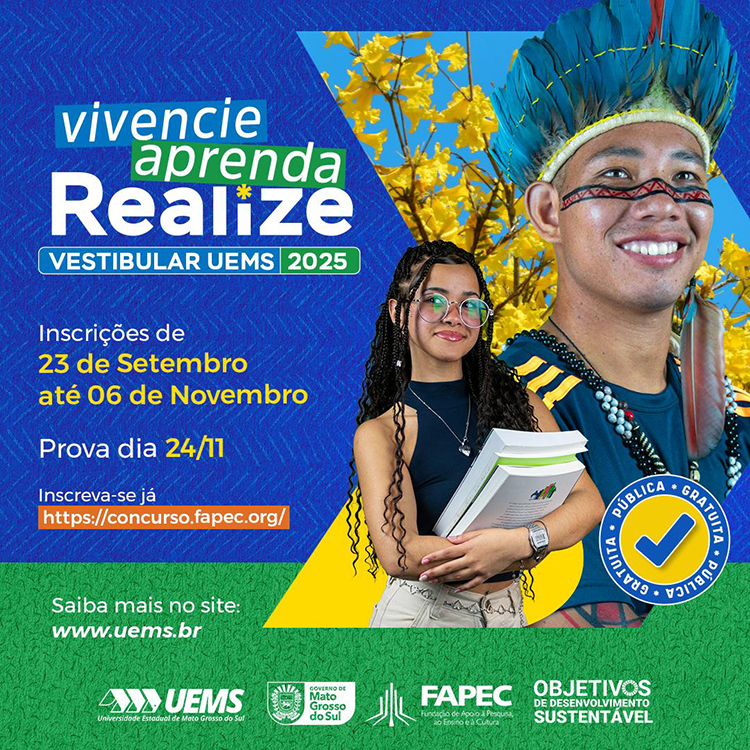 UEMS abre inscri&ccedil;&otilde;es para o Vestibular 2025 com 641 vagas distribu&iacute;das em 30 cursos