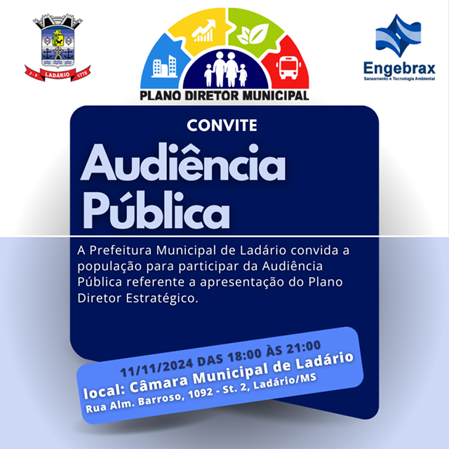 Plano Diretor de Lad&aacute;rio: Audi&ecirc;ncia P&uacute;blica na C&acirc;mara Municipal de Vereadores objetiva apresentar as estrat&eacute;gias de melhoria urbana &agrave; popula&ccedil;&atilde;o
