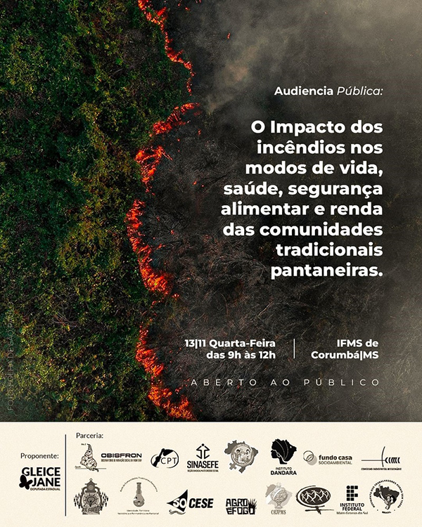 Articula&ccedil;&atilde;o Agro &eacute; Fogo promove incid&ecirc;ncia pol&iacute;tica sobre o processo de devasta&ccedil;&atilde;o no Pantanal 