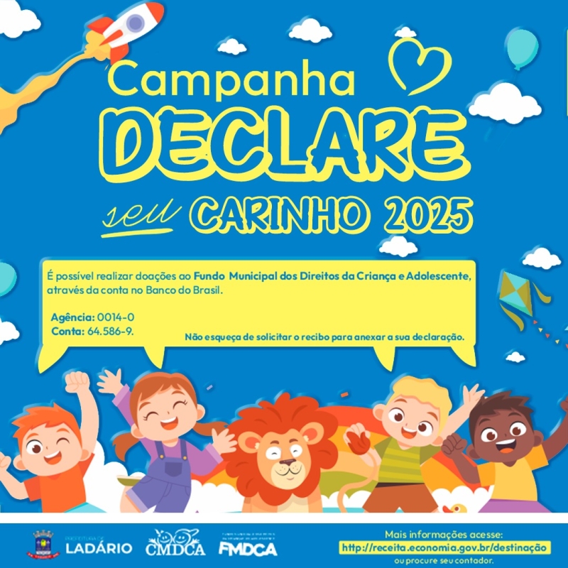Campanha "Declare Seu Carinho": contribua com o futuro das crianças e adolescentes de Ladário