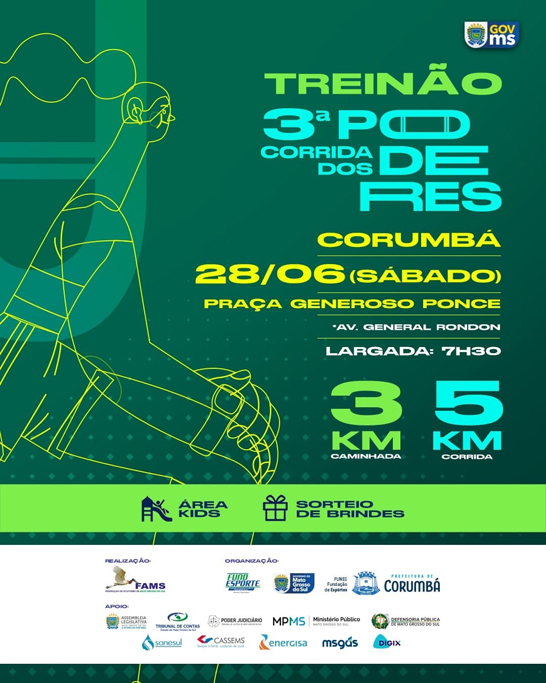 Corumb&aacute; se organiza para o Trein&atilde;o da 3&ordf; Corrida dos Poderes no dia 28 de junho