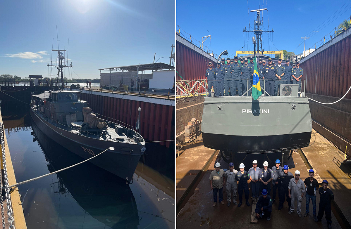 Base Fluvial de Ladário realiza desdocagem do Navio-Patrulha “Piratini”