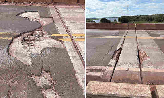 V&Iacute;DEO: Defesa Civil de Corumb&aacute; alerta os condutores que trafegam pela BR-262 sobre um grande buraco na ponte do Morrinho