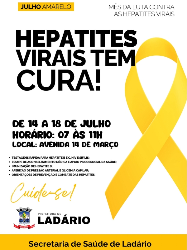 Julho Amarelo: Lad&aacute;rio realiza a&ccedil;&atilde;o com testagens e vacina&ccedil;&atilde;o gratuita contra hepatites virais