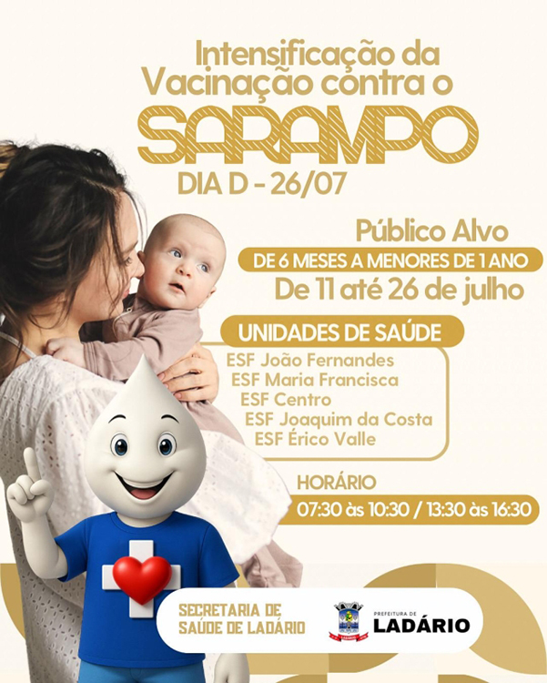 Intensifica&ccedil;&atilde;o da vacina&ccedil;&atilde;o contra o sarampo come&ccedil;a em Lad&aacute;rio