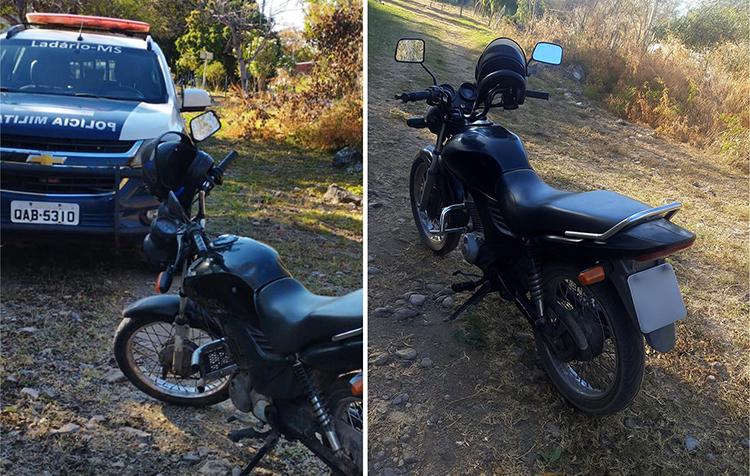 Moto furtada em Lad&aacute;rio &eacute; recuperado por policiais militares ap&oacute;s den&uacute;ncia de populares