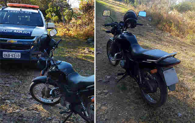 Moto furtada em Lad&aacute;rio &eacute; recuperado por policiais militares ap&oacute;s den&uacute;ncia de populares