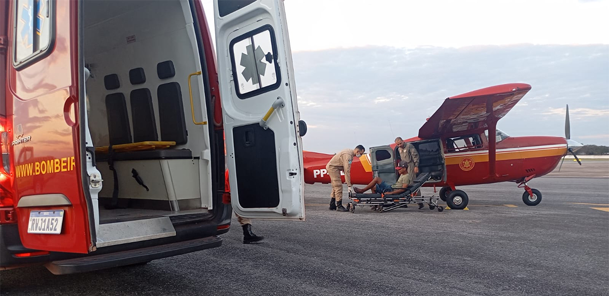 Aeronave dos Bombeiros regata jovem na regi&atilde;o do Alto Paiagu&aacute;s com suspeita de apendicite