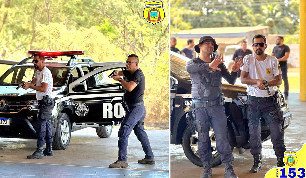 Guarda Civil Municipal realiza treinamento pr&aacute;tico de abordagem e uso de arma de fogo