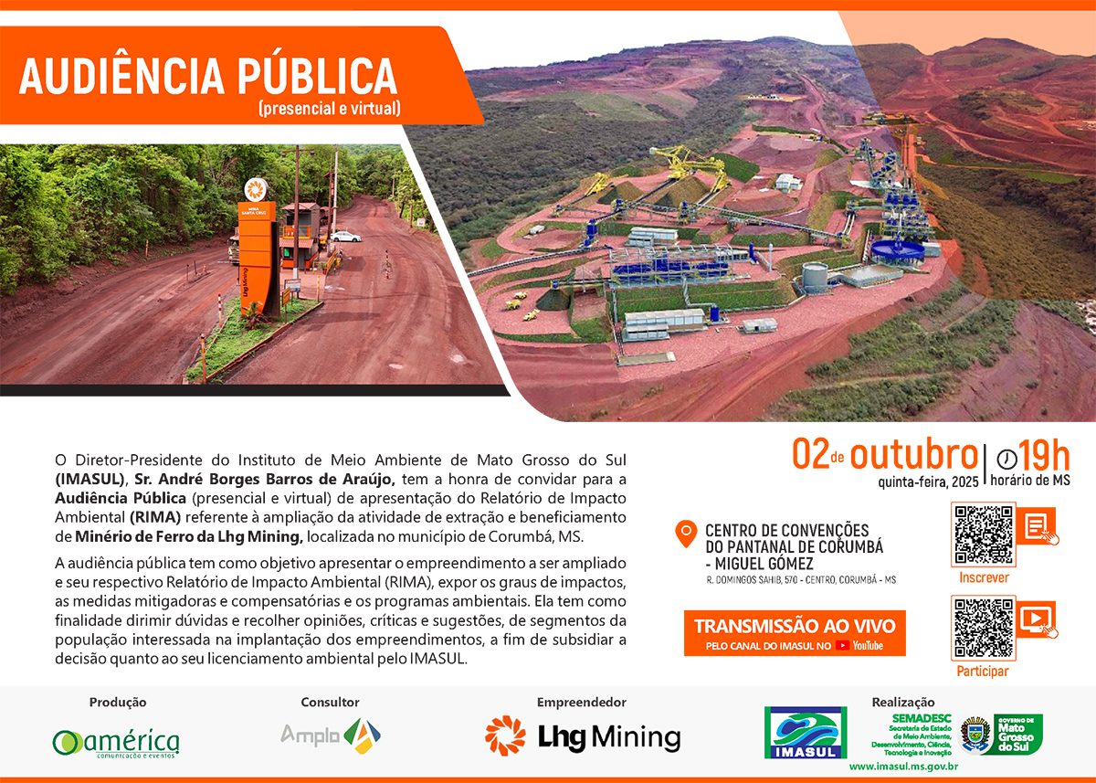 EDITAL DE CONVOCAÇÃO PARA AUDIÊNCIA PÚBLICA DE LICENCIAMENTO AMBIENTAL DE AMPLIAÇÃO DA LHG MINING