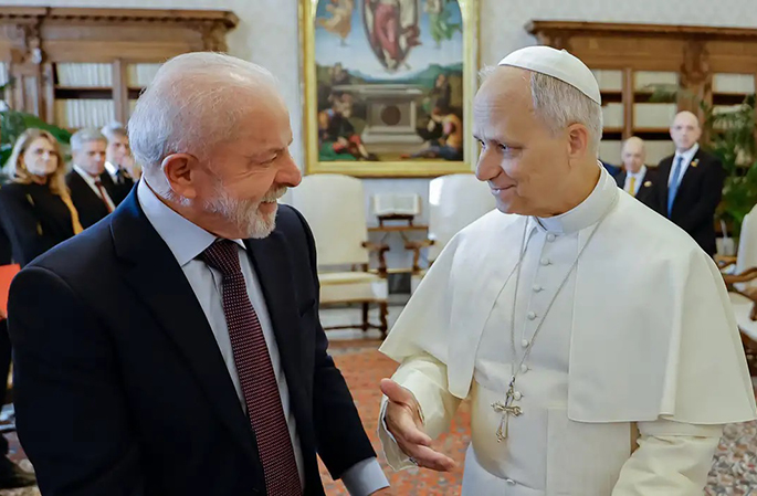 Lula se re&uacute;ne com papa Le&atilde;o XIV, pela primeira vez, no Vaticano 