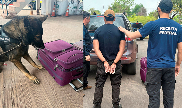 V&Iacute;DEO: Receita Federal apreende 3 Kg de entorpecente em fundo falso de mala na rodovi&aacute;ria de Corumb&aacute;
