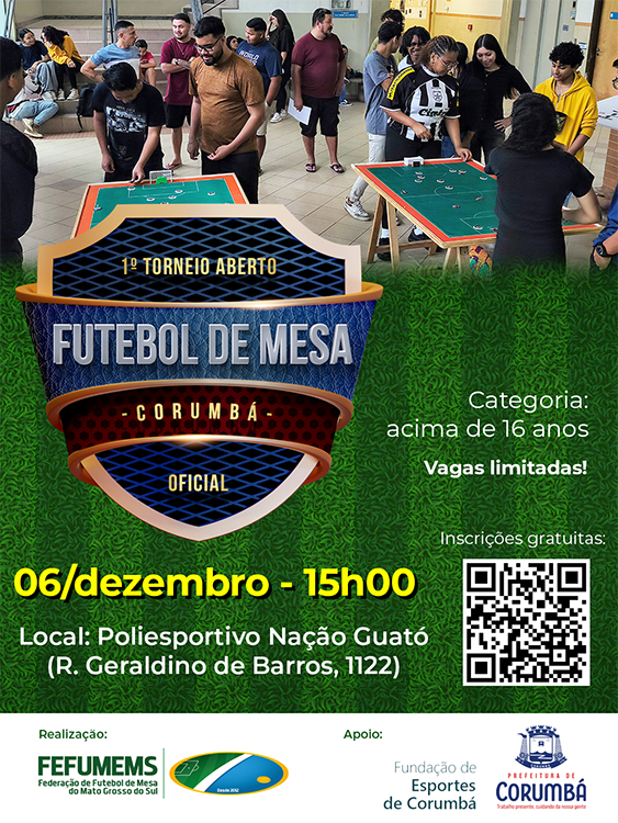Corumb&aacute; ter&aacute; 1&ordm; campeonato oficial de futebol de mesa; inscri&ccedil;&otilde;es abertas