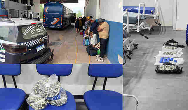 PM prende cinco passageiros bolivianos que ingeriram 439 c&aacute;psulas de coca&iacute;na em flagrante de &ldquo;mula humana&rdquo; em Corumb&aacute;