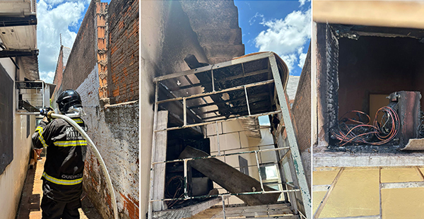 Curto-circuito em aparelho de ar-condicionado causa princ&iacute;pio de inc&ecirc;ndio em resid&ecirc;ncia no bairro Vila Mamona em Corumb&aacute;