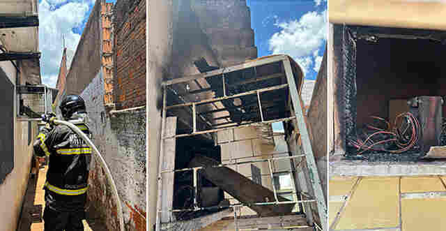 Curto-circuito em aparelho de ar-condicionado causa princ&iacute;pio de inc&ecirc;ndio em resid&ecirc;ncia no bairro Vila Mamona em Corumb&aacute;