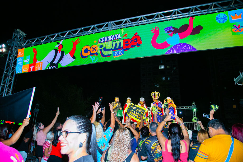 Corte de Momo do Carnaval de Corumb&aacute; 2026 &eacute; eleita em festa no Jardim da Independ&ecirc;ncia
