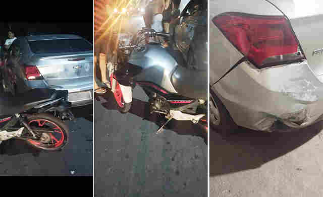 Motociclista alcoolizado fica ferido ap&oacute;s colidir na traseira de carro no bairro N.Sra de F&aacute;tima em Corumb&aacute;