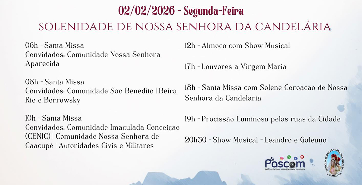 Corumb&aacute; celebra a padroeira Nossa Senhora da Candel&aacute;ria 