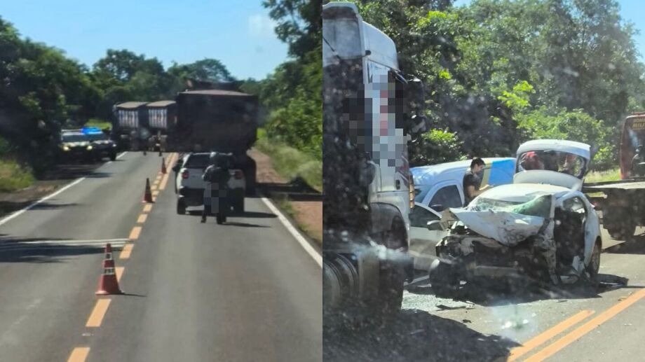 Colis&atilde;o entre carro e carreta deixa um morto na BR-262 em Aquidauana