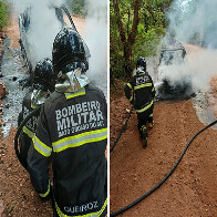 Bombeiros atendem ocorr&ecirc;ncia de ve&iacute;culo em chamas na estrada da Codrasa