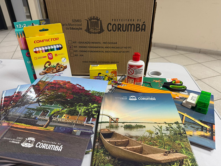 Prefeitura inicia distribui&ccedil;&atilde;o de kits escolares para unidades da Rede Municipal de Ensino de Corumb&aacute;