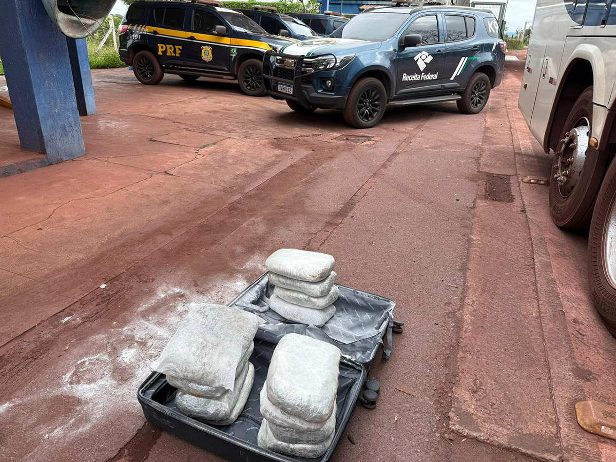 Passageira de 19 anos &eacute; detida em &ocirc;nibus na Rodovia Ram&atilde;o Gomes trecho da BR-262 com 15 kg de skunk