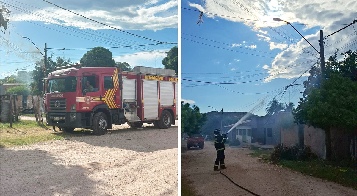 Inc&ecirc;ndio em rede el&eacute;trica mobiliza Corpo de Bombeiros Militar em Lad&aacute;rio