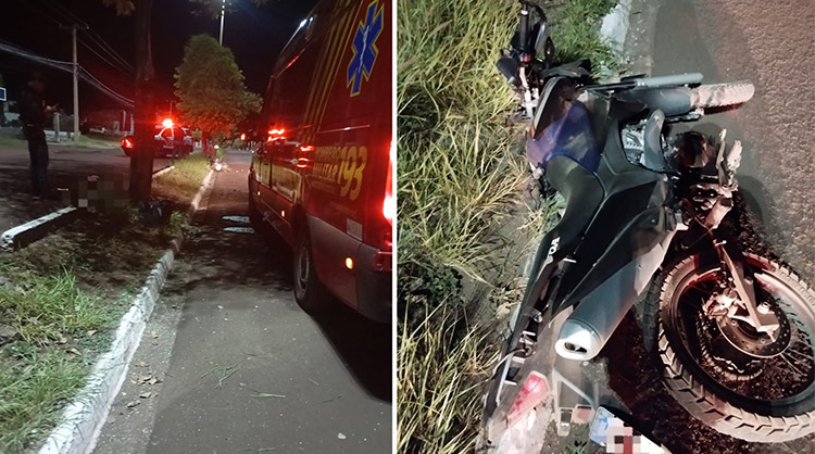 Motociclista perde a vida ap&oacute;s colidir contra uma &aacute;rvore na Av. Rio Branco em Corumb&aacute; 