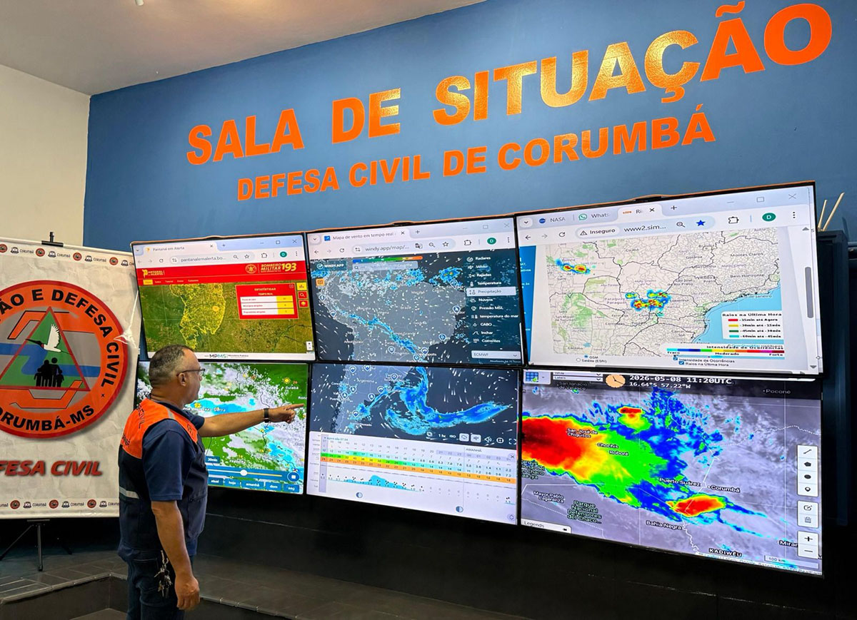 Defesa Civil alerta popula&ccedil;&atilde;o para instabilidade no clima em Corumb&aacute; com chuva, trovoadas, rajadas de vento e queda acentuada de temperatura