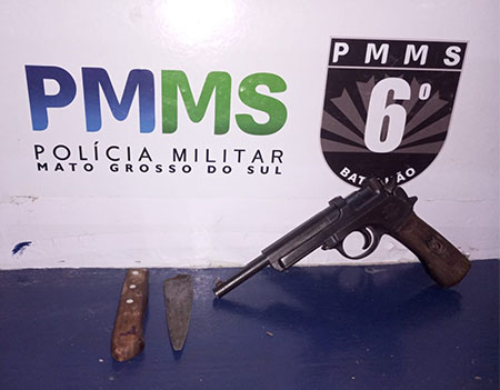 Pol&iacute;cia Militar apreende arma de fogo durante atendimento de ocorr&ecirc;ncia em Lad&aacute;rio