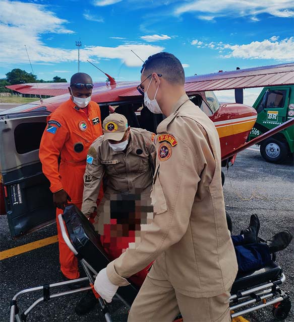 Morador do Paiagu&aacute;s &eacute; resgatado com apoio a&eacute;reo dos Bombeiros e encaminhado para atendimento m&eacute;dico em Corumb&aacute;