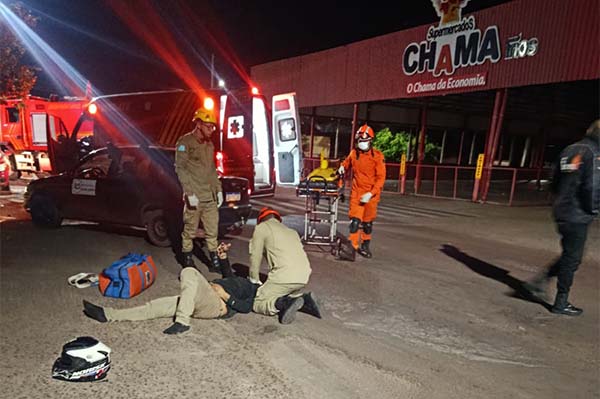 Motociclista fica ferido ap&oacute;s sofrer queda na Avenida Rio Branco em Corumb&aacute;