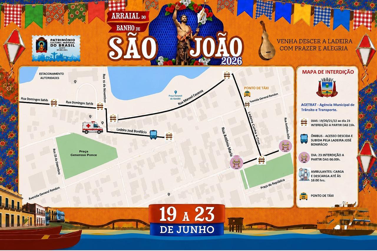Arraial do Banho de São João terá micro-ônibus gratuito e esquema especial de trânsito