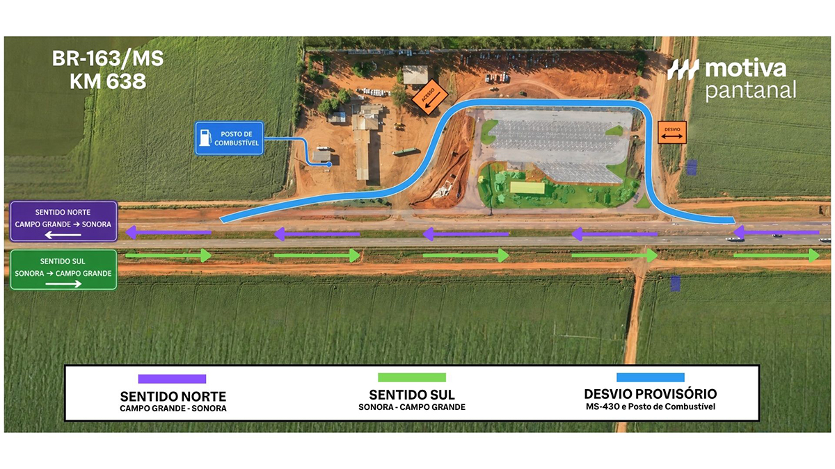 Obras do primeiro Ponto de Parada e Descanso alteram temporariamente tr&aacute;fego na BR-163/MS