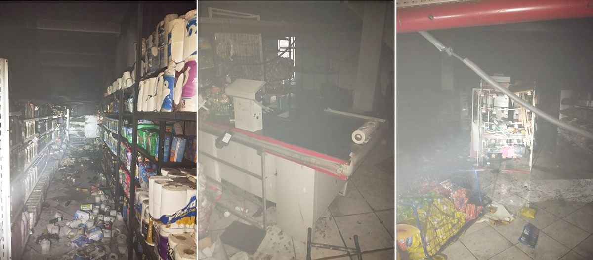 Bombeiros combatem incêndio em mercado localizado no bairro Dom Bosco em Corumbá