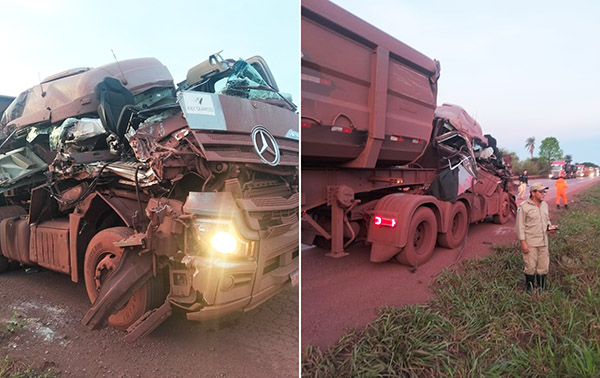Motorista sobrevive a grave acidente entre carretas na BR-262 Corumbá