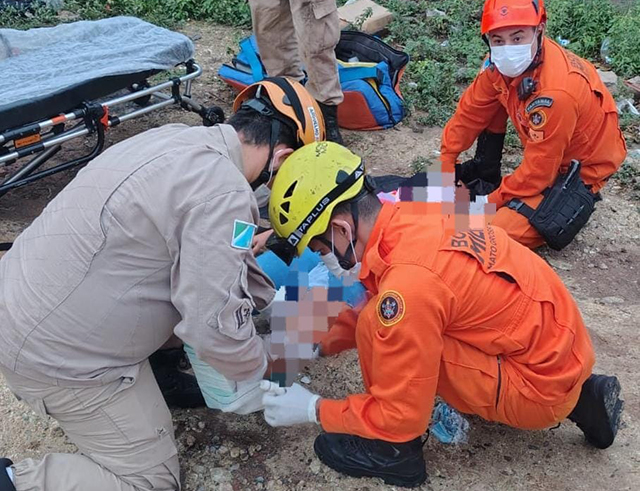 Motociclista é socorrida e levada a UPA após queda acidental na parte alta de Corumbá