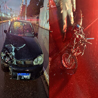 Carro invade a contram&atilde;o e motociclista atinge em cheio a frente do ve&iacute;culo em Corumb&aacute;