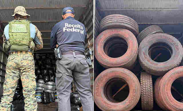 Opera&ccedil;&atilde;o conjunta apreende aproximadamente 10 toneladas de vestu&aacute;rios e 92 Pneus de carretas em Corumb&aacute;