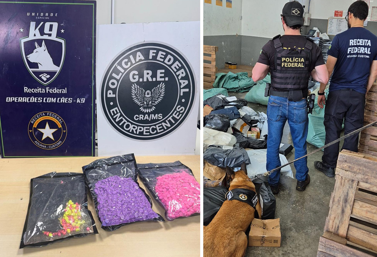 Receita Federal e PF apreendem ecstasy em centro de distribuição de remessas em Corumbá e prende quatro pessoas